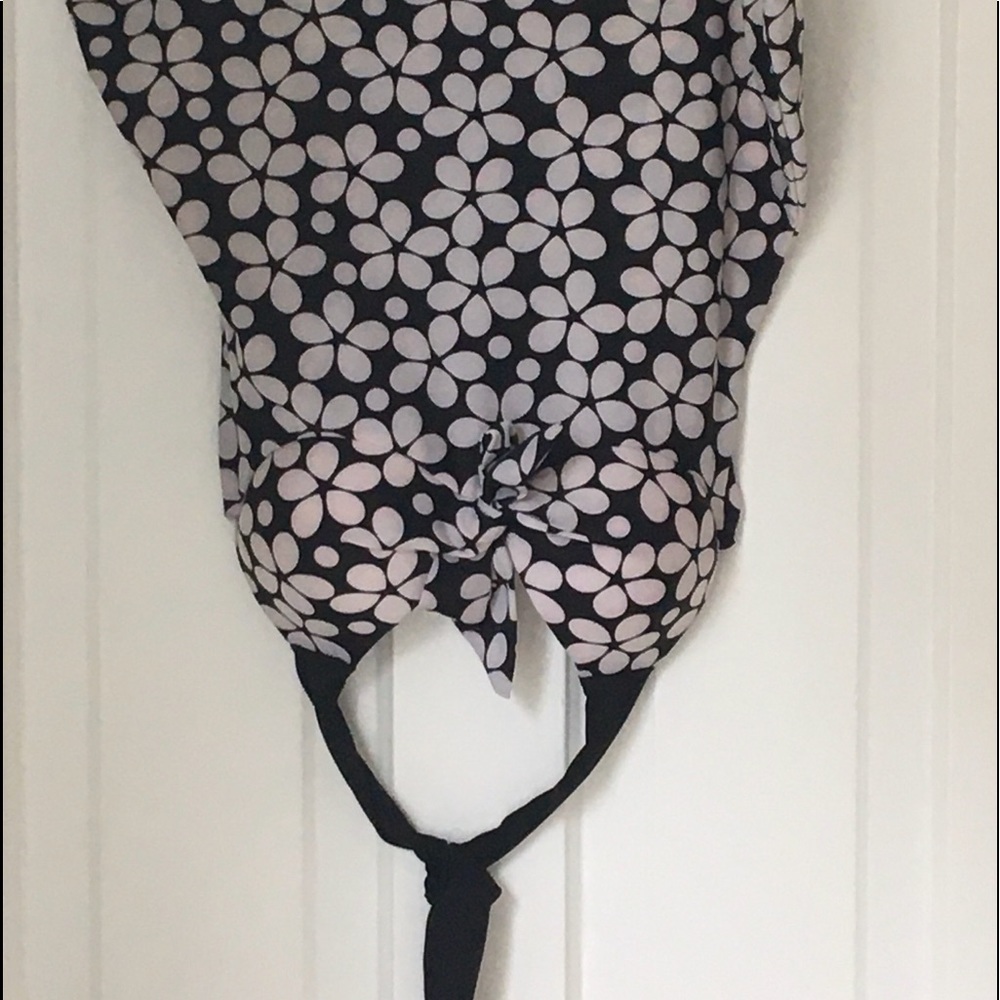 White Floral Halter Style Tankini Top